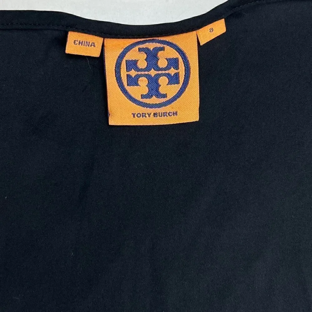 Tory Burch Top Women's 8 Black Silk Satin Sleeveless Redo Top